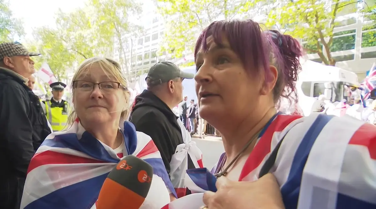 Rally supporter Union Jack flag London 2026